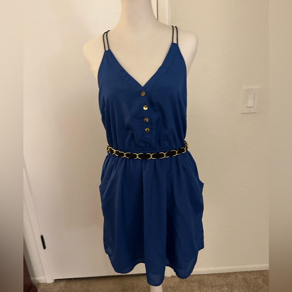 Forever 21 royal blue strappy dress with belt